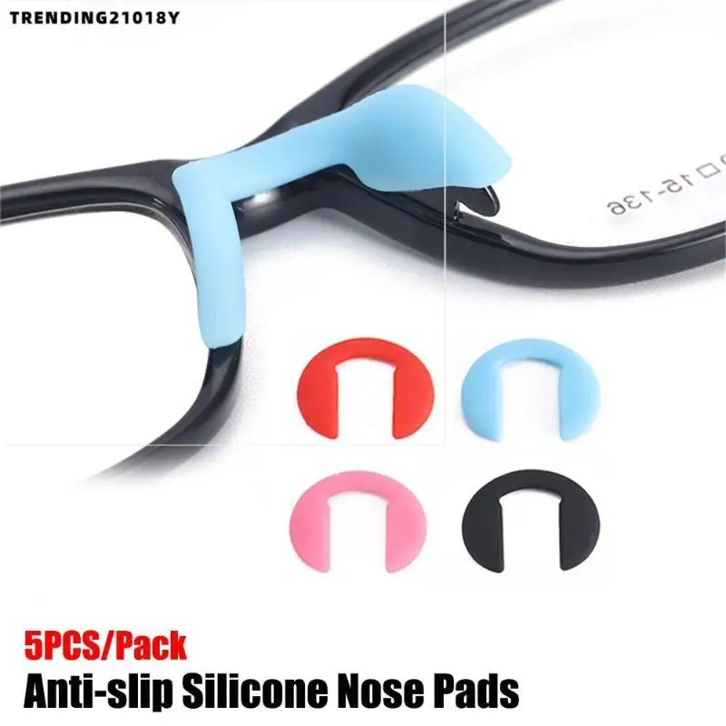 5 Pcs Colorful U Shaped Silicone Conjoined Children's Eyeglass Soft Nose Pads For Glasses Anti-Slip Insert Nose Pad
