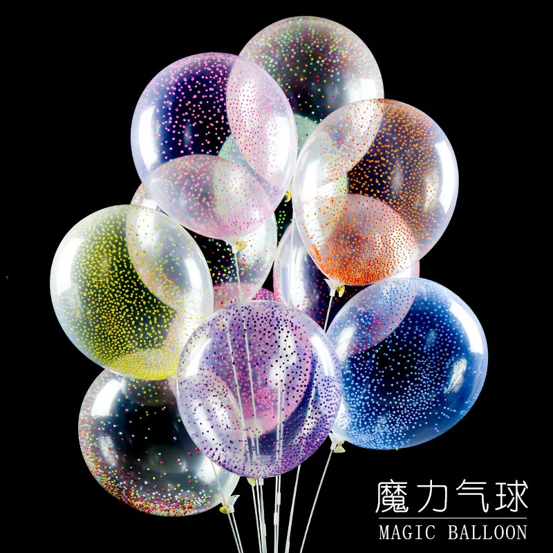 12 Inch Transparent Sequin Balloon Decoration Children's Toys Birthday Balloon Thickened Transparent Magic Foam Balloon