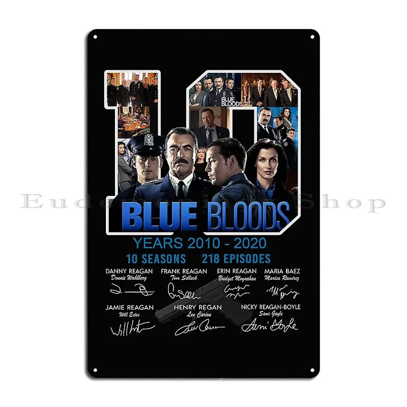 بلو بلودز سنة 2010 2020 10 مواسم 218 حلقة توقيع قميص علامة معدنية ملصق تصميم سينما كهف تين تسجيل ملصق