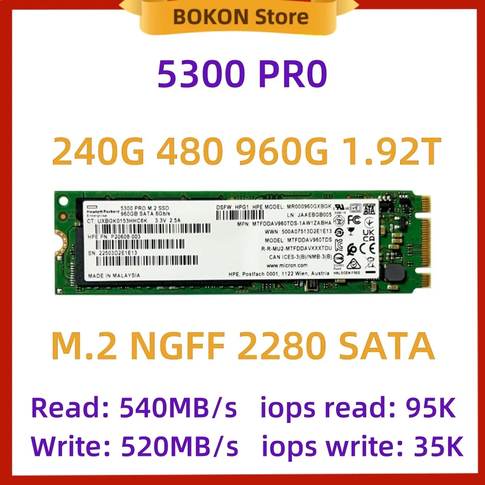 5300 BOOT Original for MICRON 5300PRO1.9TB 960GB 480GB 240GB M.2 NGFF SATA 6Gb/s 2280 Solid State Drive