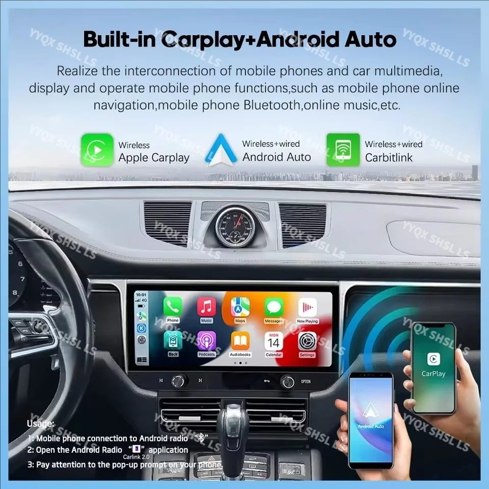 Wireless Carplay For Porsche Macan 2011 - 2018 Android 14.0 Car Multimedia Video Player GPS Map WIFI Bluetooth 5.0 RDS Radio