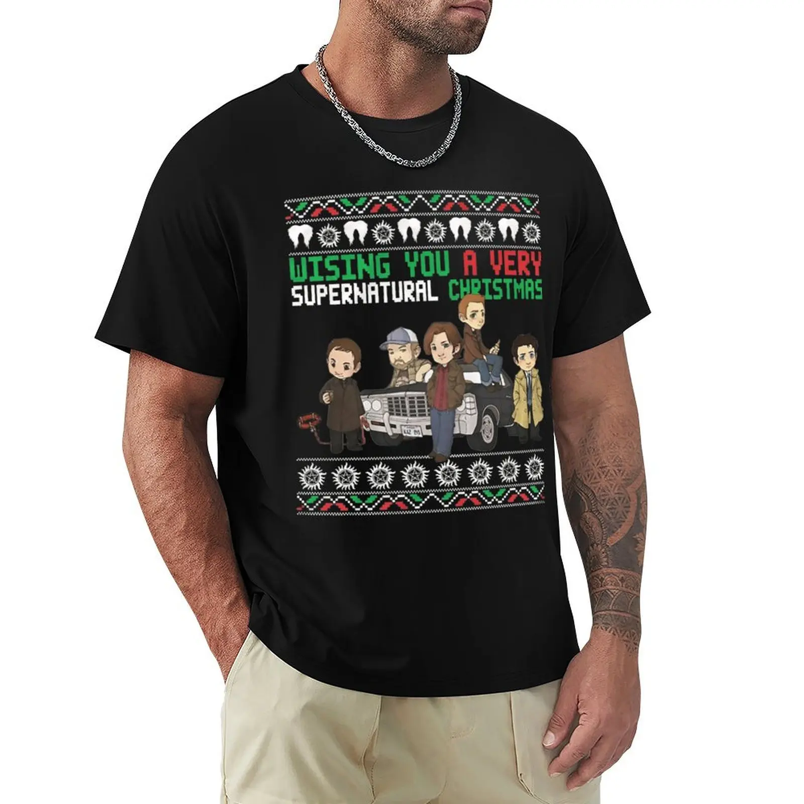 Wishing You A Very Supernatural Christmas T-Shirt Breathable Mesh Panel T-Shirt
