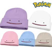 Pokemon Ditto Winter Warm Beanie Hat Anime Embroidered Stretch Knitted Beanies Hat for Men Women Outdoor Ski Beanies Hat Gifts