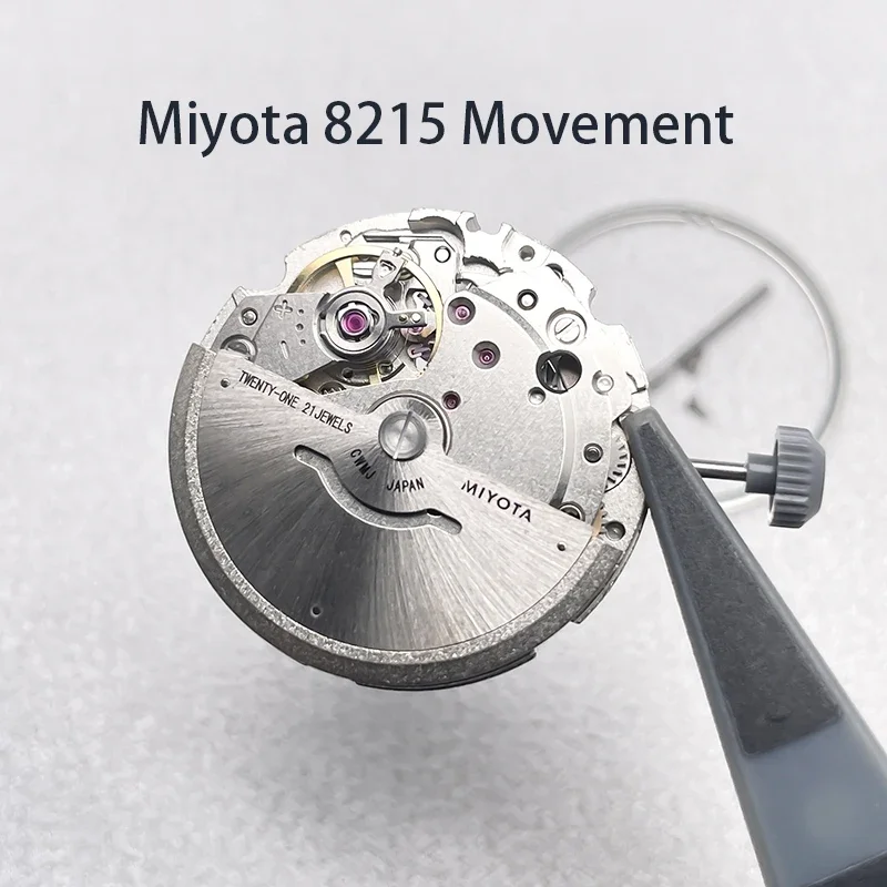 Japan Miyota 8215 Automatic Movement 21 Jewels White Wheel Stem Fitted Replacement Caliber Non-Hacking Self-Wind Repair Part