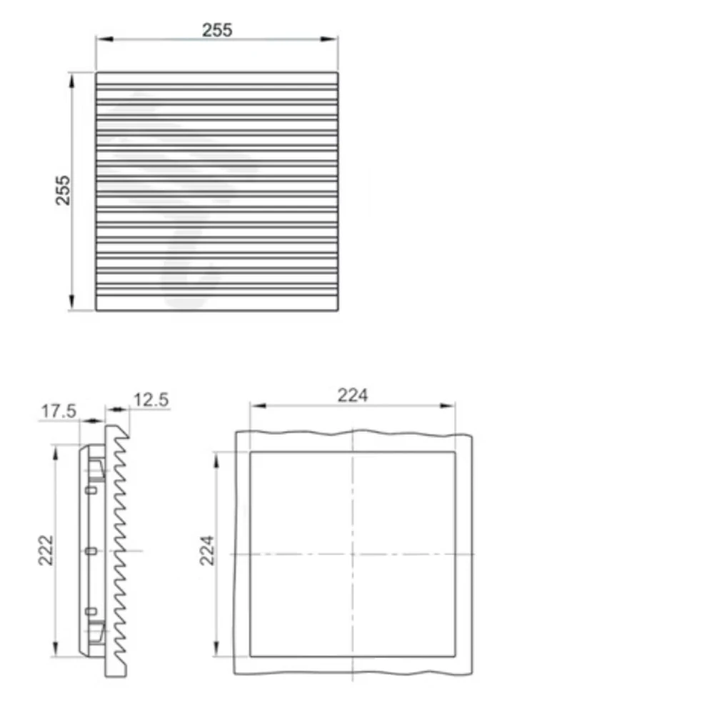 255*255 مللي متر لوحة فلتر الهواء ، ملحقات المعدات الإلكترونية منخفضة الضوضاء مروحة التدفق المحوري غطاء شاشة التبريد مرشح FK3325
