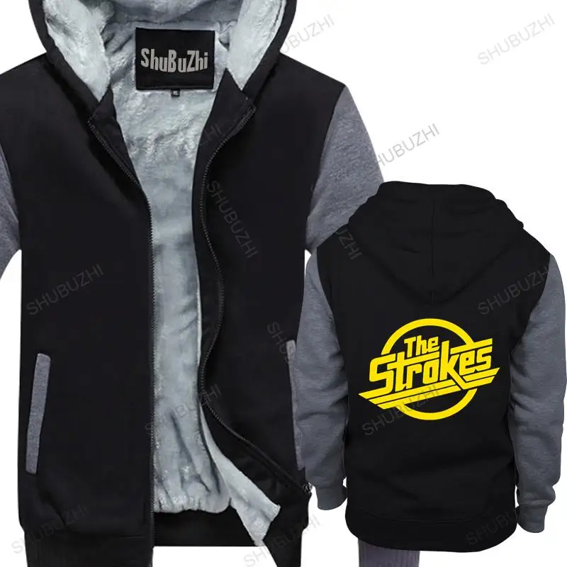 

Man black zipper thick hoodies The Strokes jacket Men Indie Rock Band unisex Outwear men hoody