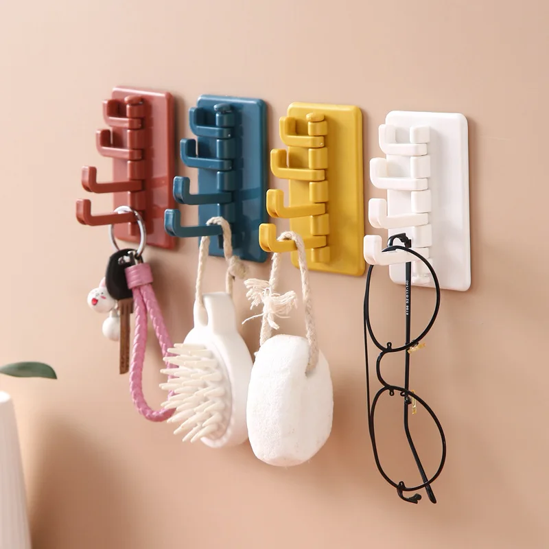 

Kitchen Hook Self-adhesiveNail-free Multi-hook Household Wall Hanging Door Hook Handbag Clothes Tie Bag Hanger Bathroom Rack1pc