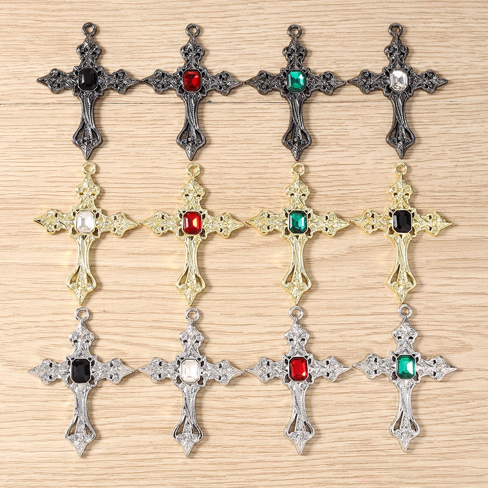 Tusember 5 Stück 39*54mm Gothic Steampunk Kreuz Anhänger Charms Passend für Original Armband Halskette Damen Schmuckherstellung Geschenke – Detail 3