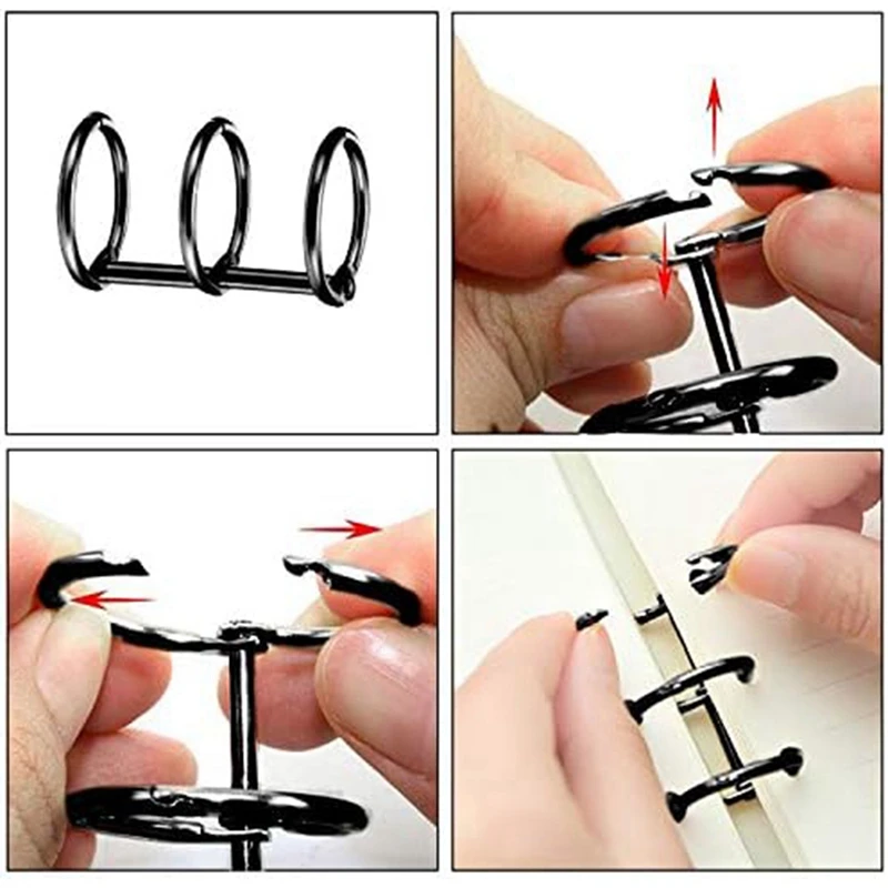10 Piece 3-Rings Book Rings Metal Loose Leaf Binder Rings Binding Metal DIY Photo Album/Notebook/Round Circle Calendar