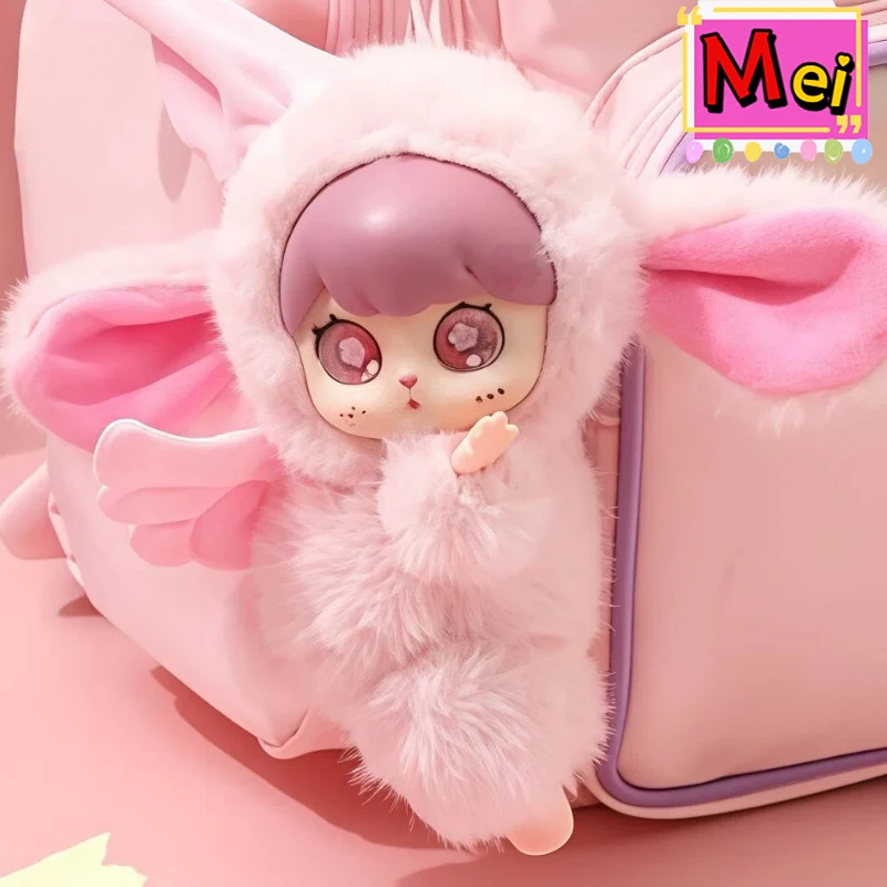 Nuevo lindo conejo de dibujos animados llavero de felpa vinilo cara estrella ojos alas muñeca de peluche mochila colgante cadena decoración del coche regalo de Navidad