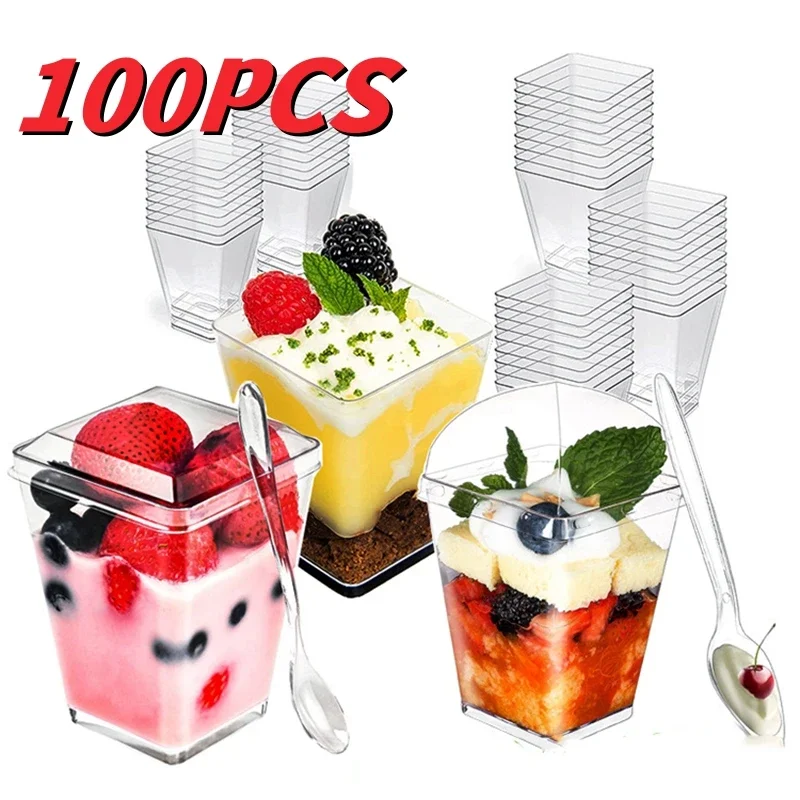 New Disposable Plastic Mousse Cup Ladder Shaped Cup Pudding Dessert Cake Cup Appetizer Jelly Yogurt Mousse Dessert Baking Cup