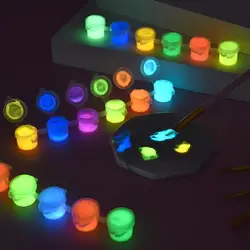 6 Colors/Lot Fluorescent Pigment Luminous Paint Epoxy Resin Pigment Glow In Dark Acrylic Paints DIY Festival Party Supplies