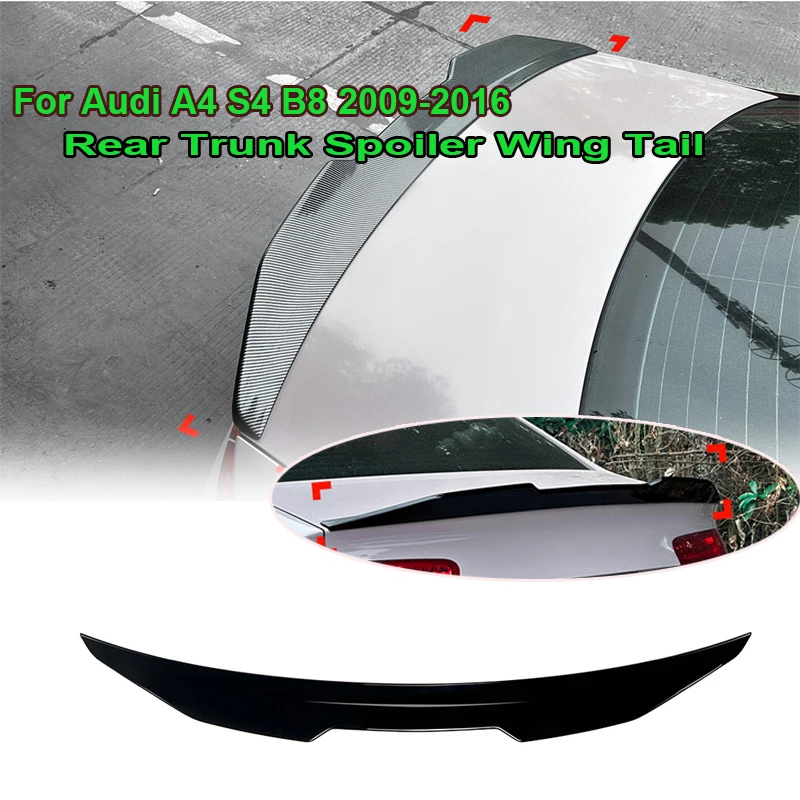 

Glossy Rear Trunk Top Boot Spoiler Wing Roof Spoilers Tail Tailgate Splitter Lip For Audi A4 S4 B8 2009-2016 HIGH KICK DUCKBILL