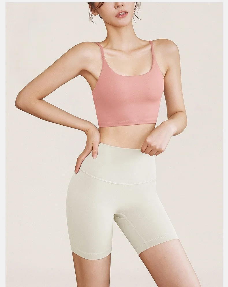 Yoga Shorts Beige Women Sport Gym Training Side Solid Athletic Modal Seamless Quick-Dry Fitting Print Cotton Lady Detail Lounge