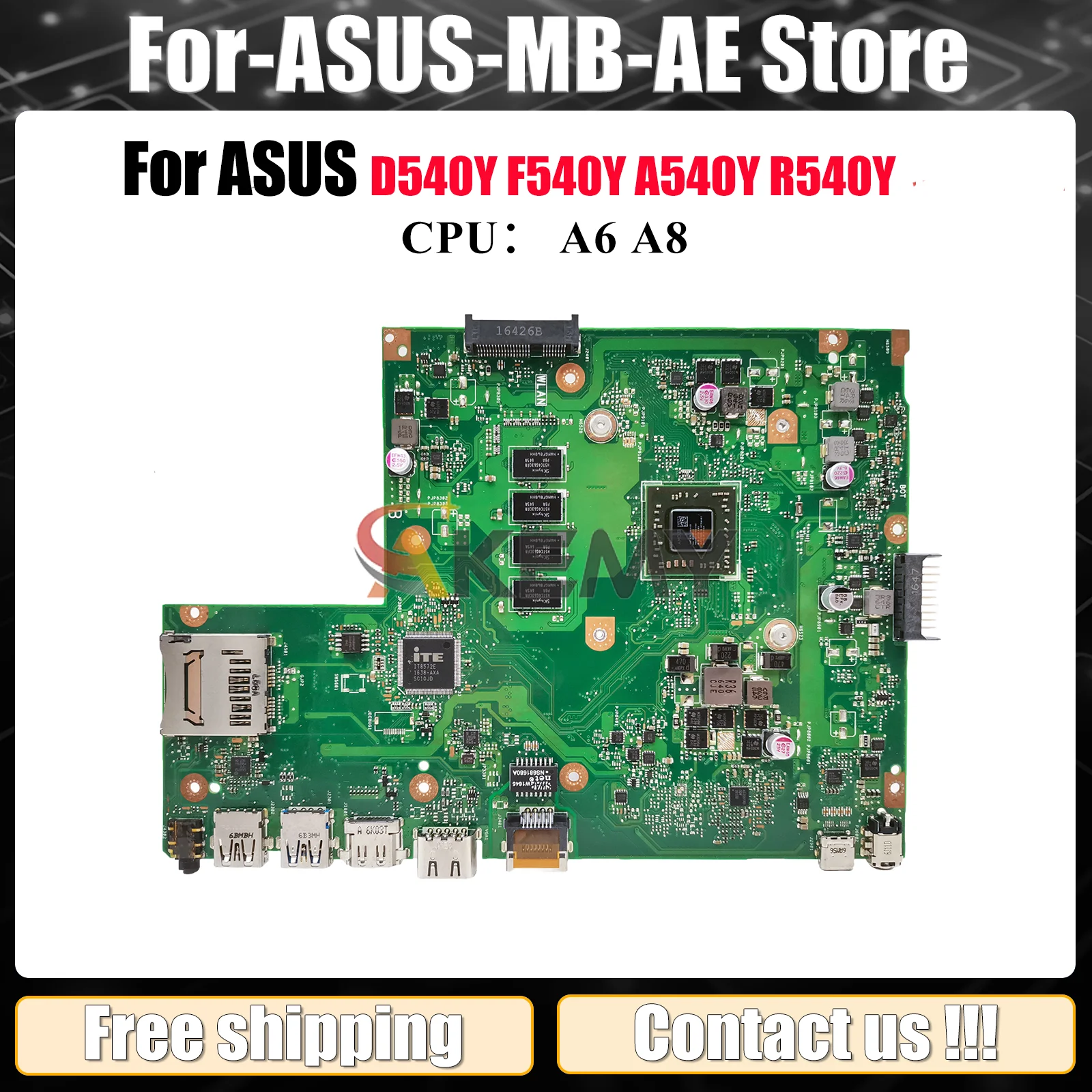 

X540YA Laptop Motherboard For ASUS VivoBook A540Y X540YA R540Y X540Y F540Y D540Y Notebook Mainboard With A6 A8 CPU 100% tests OK