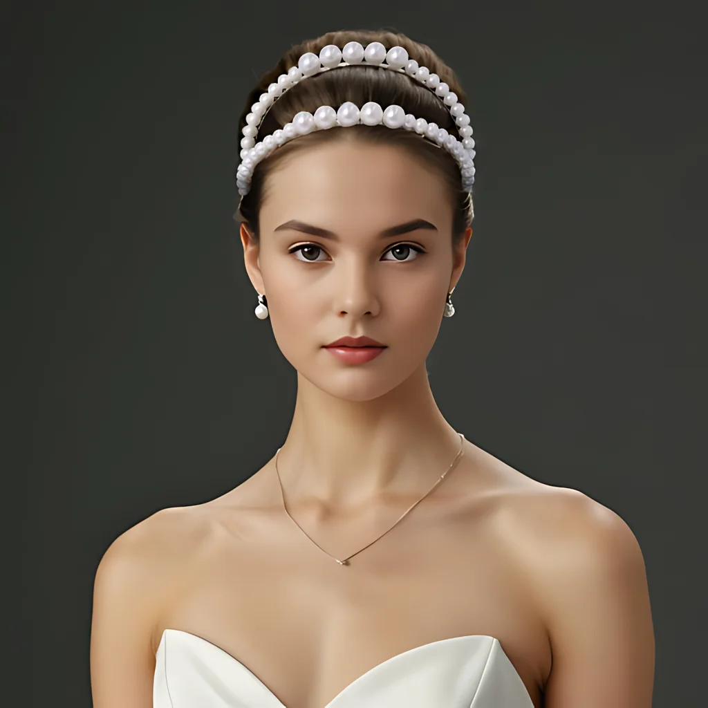 Bride Headwear Elegant White Color Pearl Headdress Wedding Handmade Beaded Headband Hair Accessories Gift Ornaments HP659