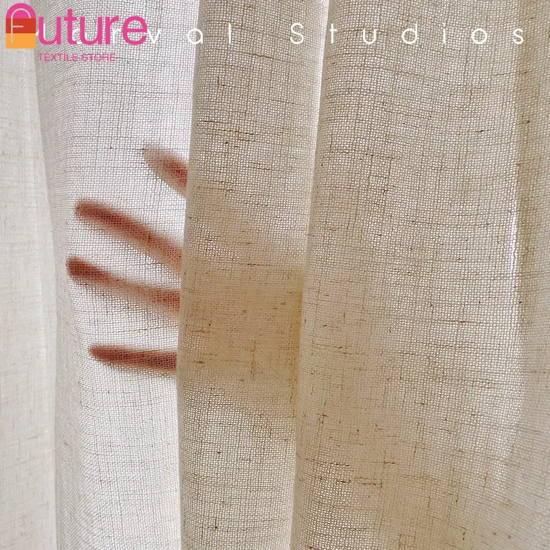 

Japanese Sample Curtains for Living Room Bedroom Dining Room Hotel Wooden Gauze Window Famous Linen Beige Versatile Custom