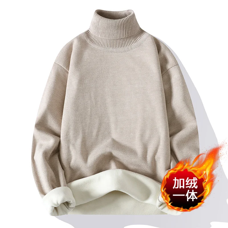 Winter Plus New Velvet Turtleneck Cashmere Sweater Men Long Sleeve Slim Fit Mens Pullovers Sweaters Thick Warm Pull Homme 2023