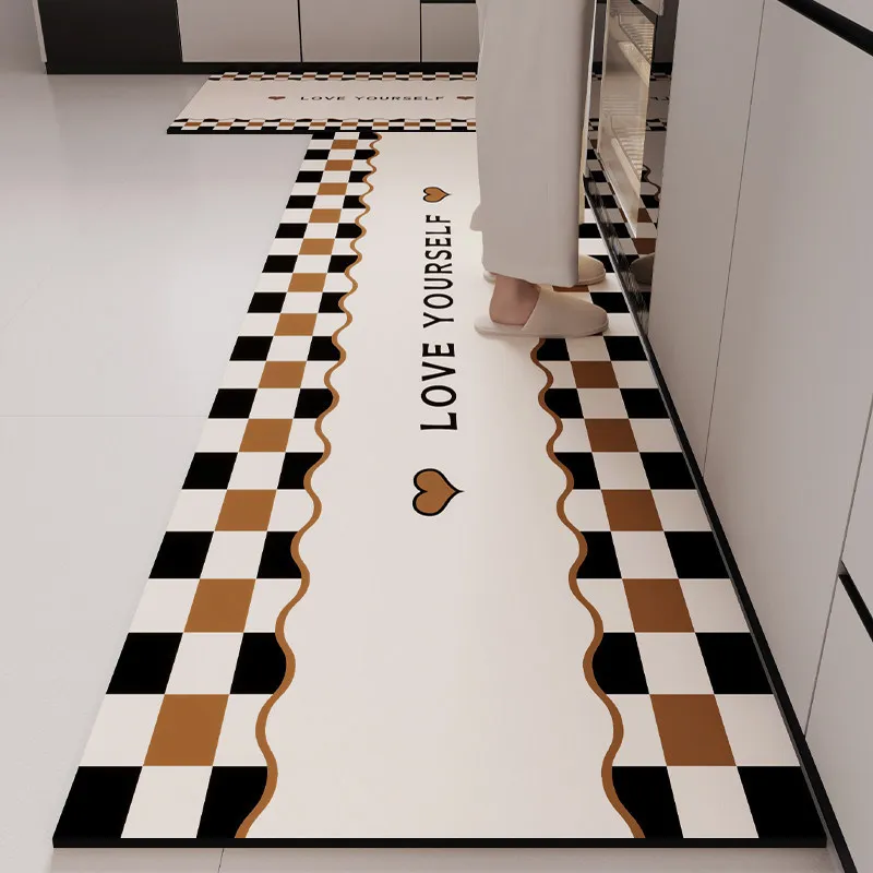 VIKAMA Modern Minimalist Kitchen Rug Water-Absorbing Long Strip Corridor Bedroom Closet Easy-To-Clean Floor Mat Home Decoration