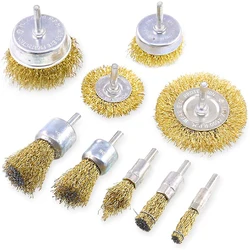 0.3mm Wire Brush Wheel Cup Brush Set 9 Pack Coarse Crimped 1/4 Inch Shank Wire Wheel for Drill Attachment