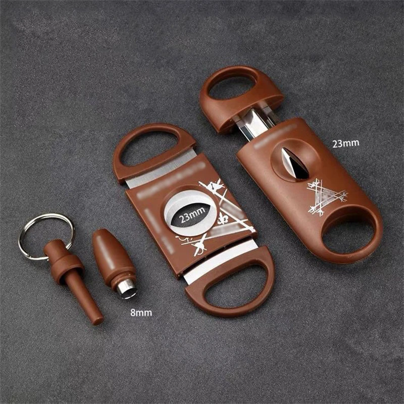 

Brown 4 Cigar Set Cigar Cutter Pocket Ashtray V-cut Sharp Puro Scissors Guillotine Punch Knife Gadget Cuba Cigar Accessories