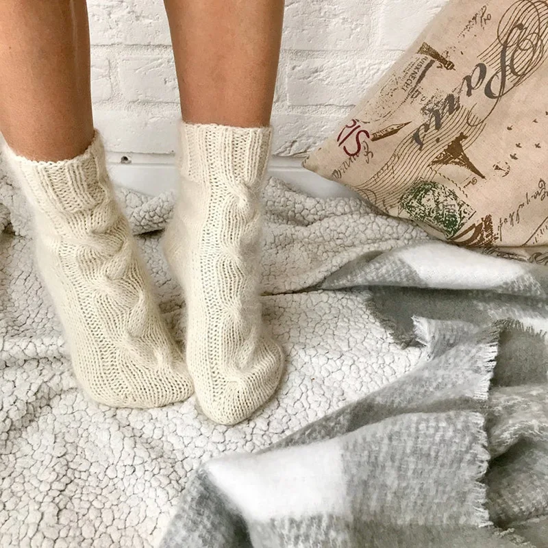 Everkaki Autumn and winter new products mohair socks knitted socks home wool socks pile pile socks women