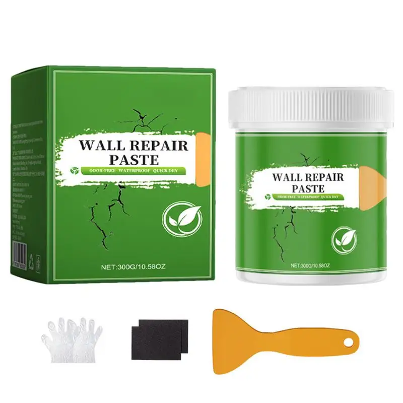 

Wall Repair Paste Waterproof Nail Hole Filler Drywall Patch Kit Quick Drying Wall Repair Strong Covering With Sandpaper & Gloves