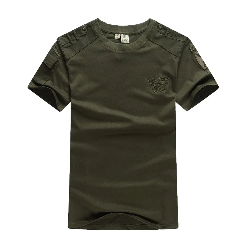 Military Style Men\'s Short Sleeve T-Shirt Summer Army Green Combat Tactical Plus Size Tshirt Casual O Neck T Shirt Male Tee Tops