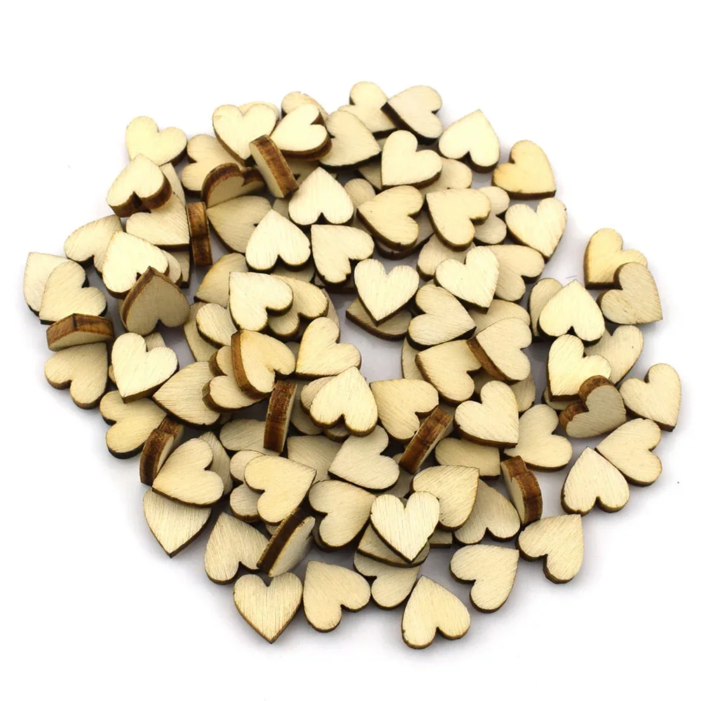 100PCS 10MM Heart Cute Wood Buttons Sewing Scrapbooking Wooden Crafts Clothing Home Gift Decor  Scrapbooking Accessories