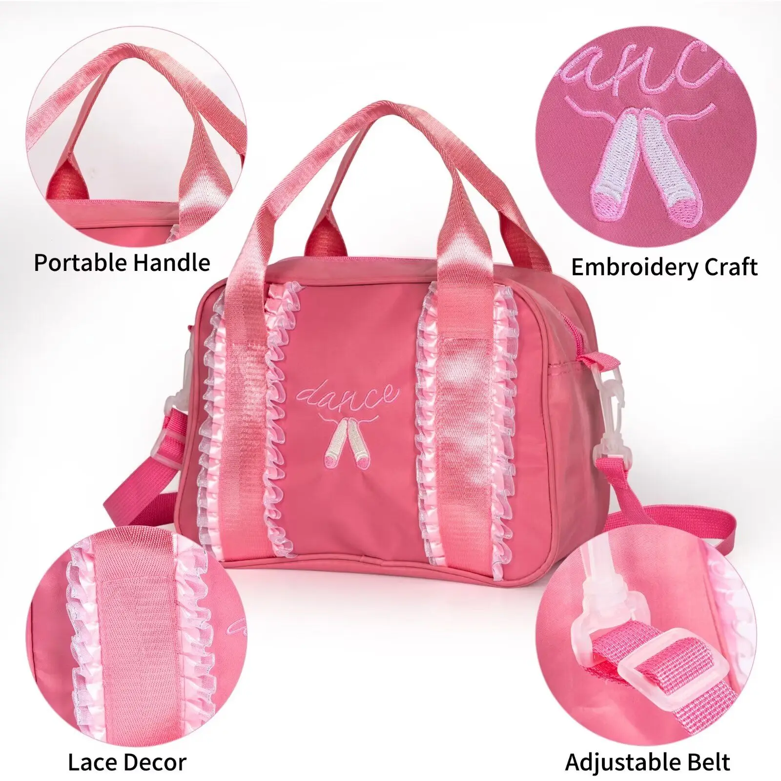 Girls Dance Bag, Toddler Ballet Shoulder Bag, Ballet Kids Pink Crossbody Small Bag, Pink Handbag