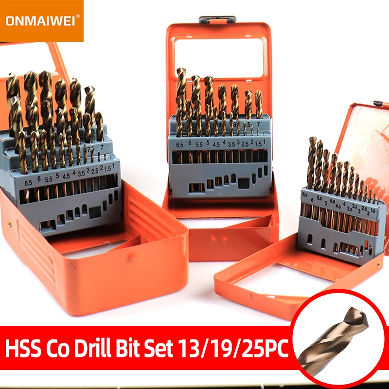 M35 HSS-CO 5% Cobalt Twist Drill Bit Set Metric Straight Shank Set With Metal Case For Stainless Steel Wood Metal Drilling