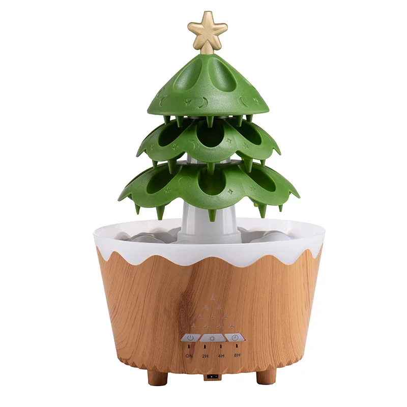 Christmas Tree Air Humidifier Aromatherapy Diffuser Water Drip Remote Control Raindrop  Rain Cloud Diffuser for Christmas Gift