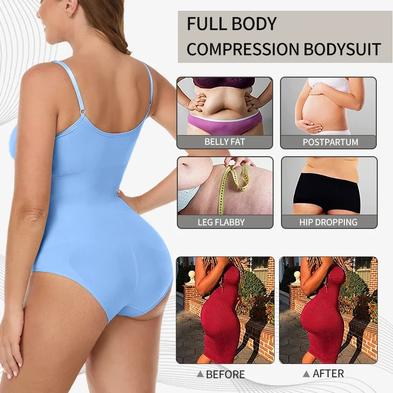 Tummy Control Bodysuit Shapewear Women Camis Tank Top Seamless Body Shaper Butt Lifter Camisole Vest Top Slimming Waist Trainer