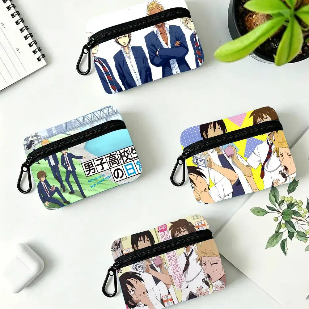 Daily Lives Of High School Boys Anime Oxford Fabric Wallet With Zipper Hanging Multifunctional Bag For Credit Cards Keys Coins
