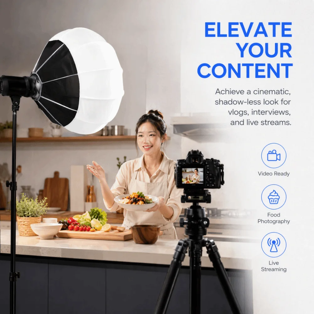 Quick Setup Softbox Ball Diffuser Bowens Mount Metal Softbox Spherical Softbox Mount Softbox Continuous Lighting