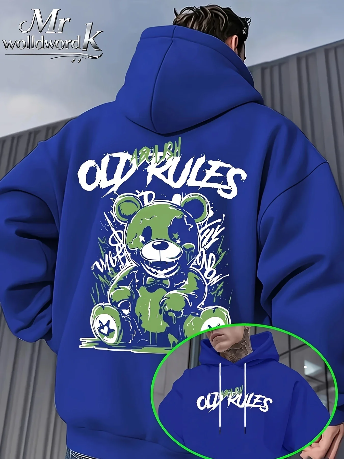 Sudadera con capucha de alta calidad con estampado de oso para hombre, prenda deportiva informal para otoño e invierno.