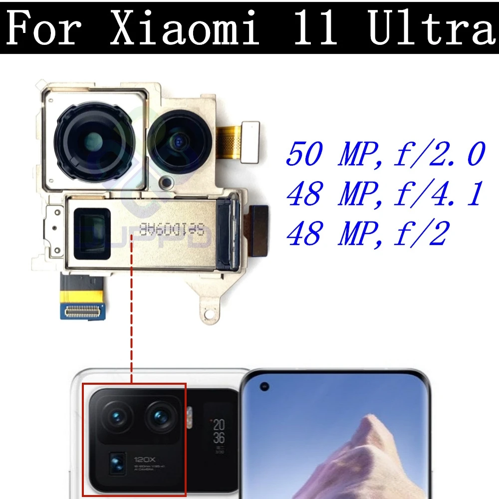 Original Back Main Camera Module Flex Cable Spare Parts For Xiaomi Mi 11 Lite Pro 11 Ultra 11T 10 10T Pro 9 9T Pro Rear Camera