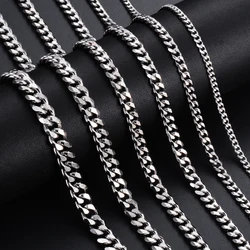 1Pc Size 3mm-9mm Miami Curb Cuban Link Chain for Men Women Stainless Steel Mens Jewelry Hip Hop Chain