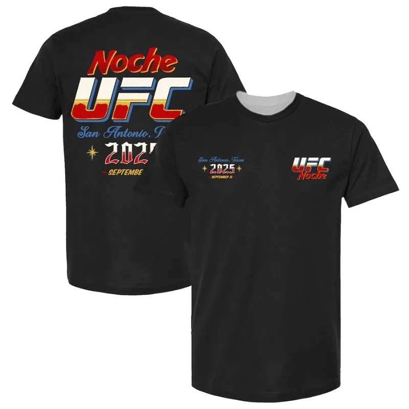 

Лето 2025 г., мужская черная футболка Ufc 319 Chi-Town, экстремальный спортивный боксерский костюм Ufc, топы для соревнований по борьбе с чемпионами