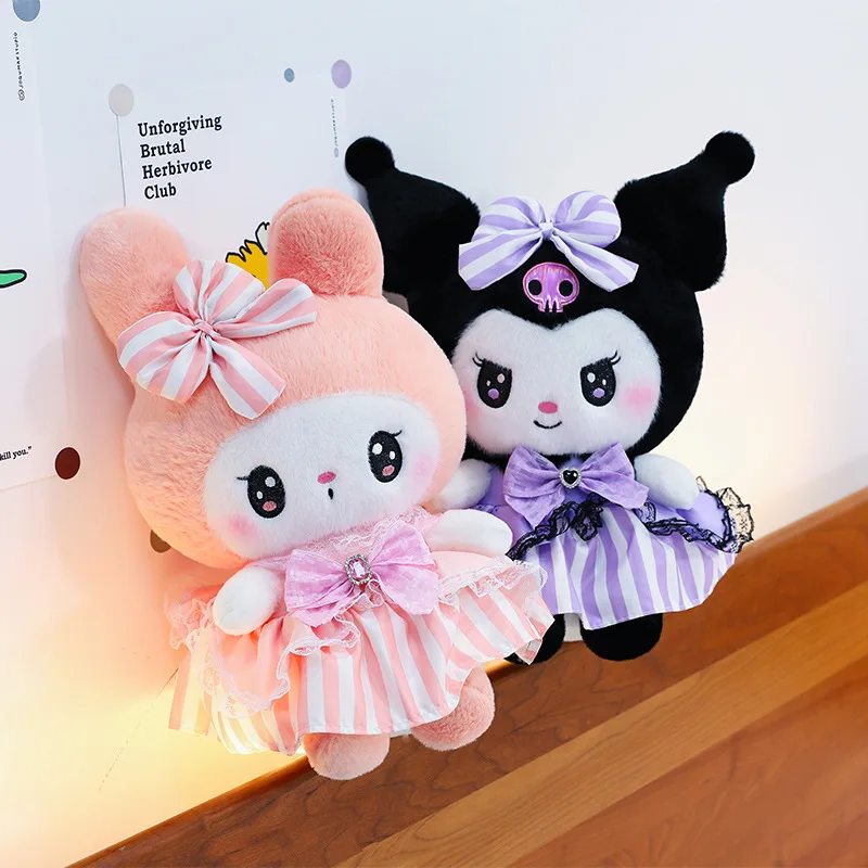 Sanurgente-Oreiller en peluche Kuromi Butter pour enfants, nœud en diamant, jouet en peluche doux, mélodie Kawaii, décoration de chambre, cadeau d'anniversaire, nouveau