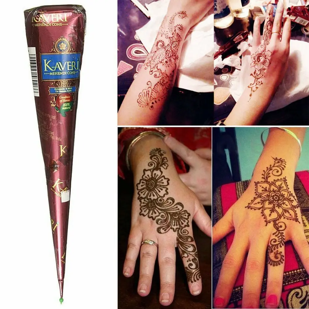 Plak Sticker Art Indian Henna Lichaam Tattoo Tijdelijke Henna Mehandi Inkt 3 Kleuren Tijdelijke Tattoo Kruiden Henna Kegels Body Art