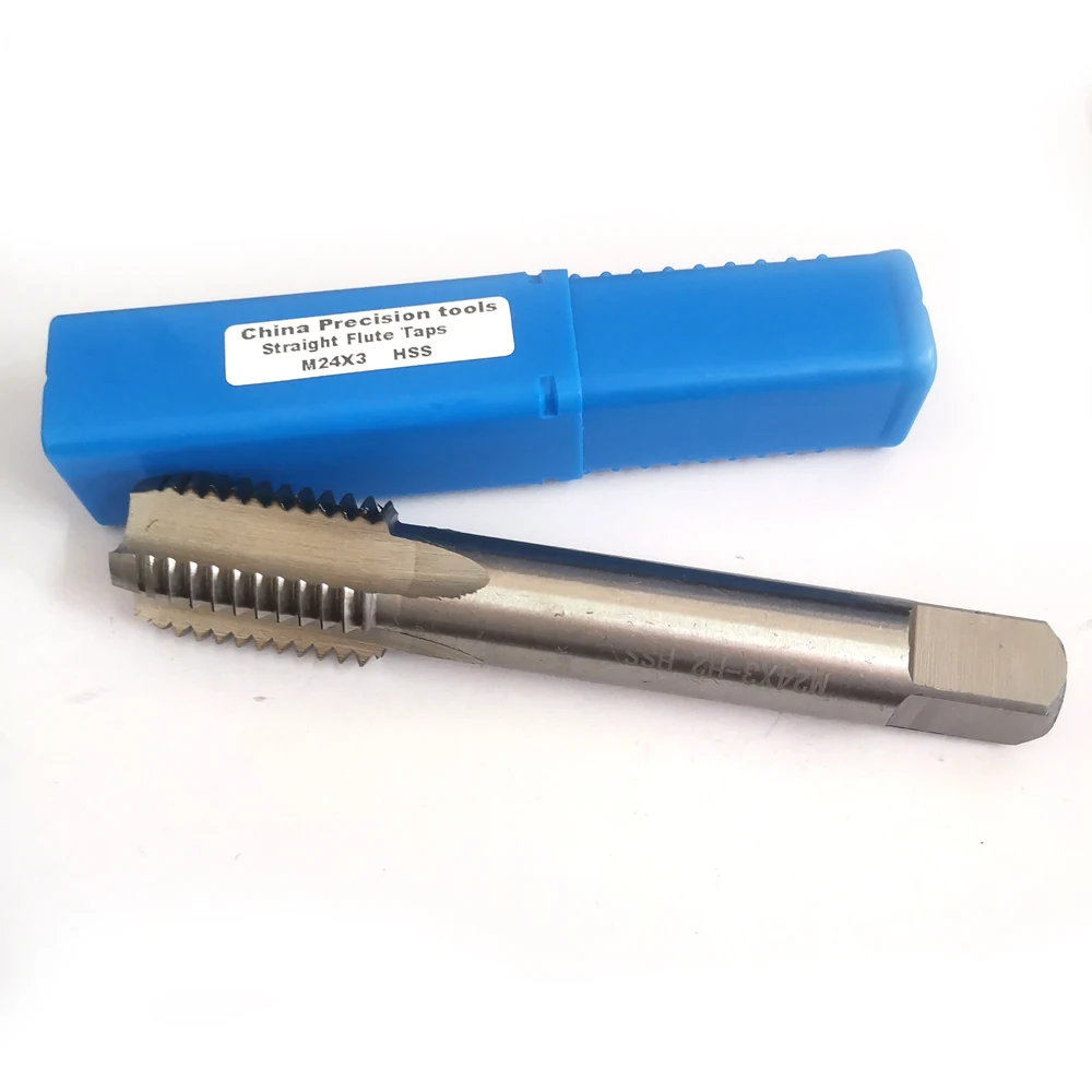Grifo de rosca métrica HSS M24, tornillo fino derecho, grifos de flauta recta, máquina izquierda, M24X3, M24X2, M24x1.5, M24x1.25, M24x1, M24x0.75, x0.5