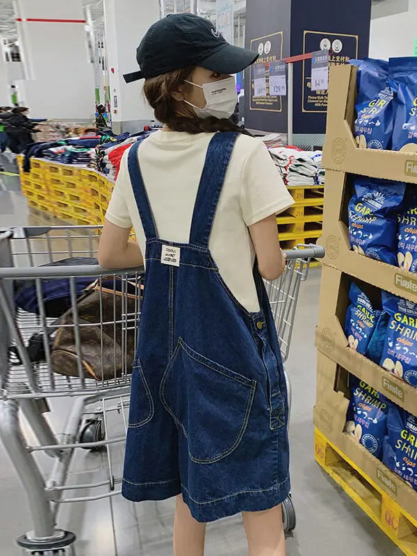

Slimming Denim Overalls Women's Summer New Large Size Short Pants Sister Fat Design Sense Age Reduction Quality Feel