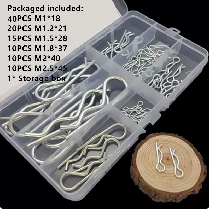 105 PCS Heavy Duty Carbon Steel Zinc Plated R Hitch Pin Tractor Clip Cotter Pin For Car Mechanics Garages Workshops