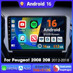 プジョー用マルチメディアカープレーヤー,カーラジオ,2008, 208シリーズ,2012, 2013, 2014 - 2018
