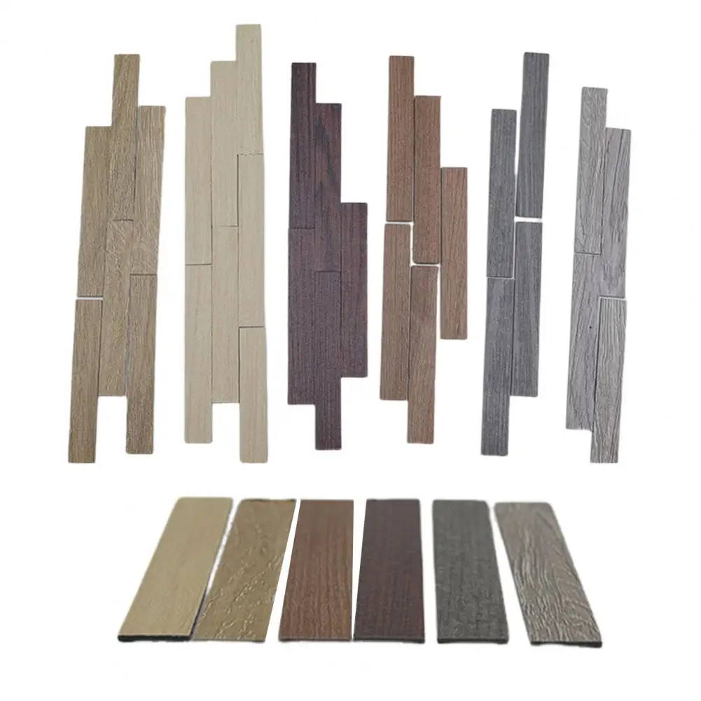 인형 집 바닥 스티커 미니 인형 집을 위한 현실적인 나무 바닥재 자체 접착식 아기 집 바닥 보드 DIY 인형 집