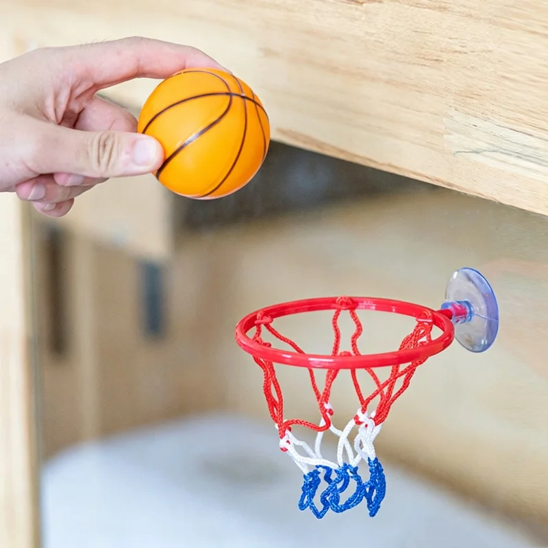 Wall Suction Mini Basketball Hoop No Drill Easy Install Portable Desktop Shooting Game Indoor Office Stress Relief Leisure Toy
