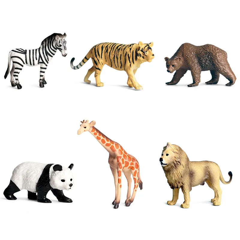 Original Wild AnimalsTiger zebra giraffe lion panda Model Action Figure Figurines Miniature Collection Toys For Kids