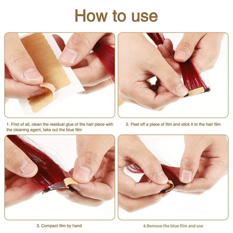 شريط شعر مستعار قوي مقاوم للماء ، شعر مستعار بيولوجي بدون أثر ، شريط على الوجهين لاستبدال الدانتيل ، وصلات شعر ، مقاوم للعرق