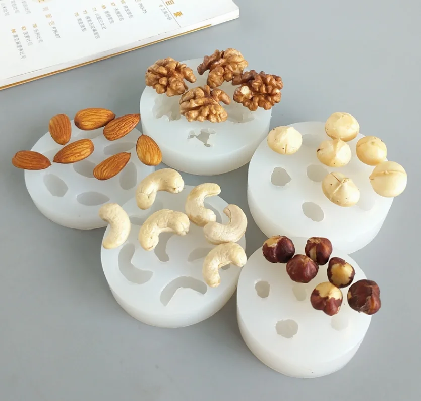 3D Walnut Butan Silicone Mold Walnut Wood Cashew Hazelnut Macnut Fondant Mold Dried Fruit, Chocolate Decoration, Clay Resin Tool